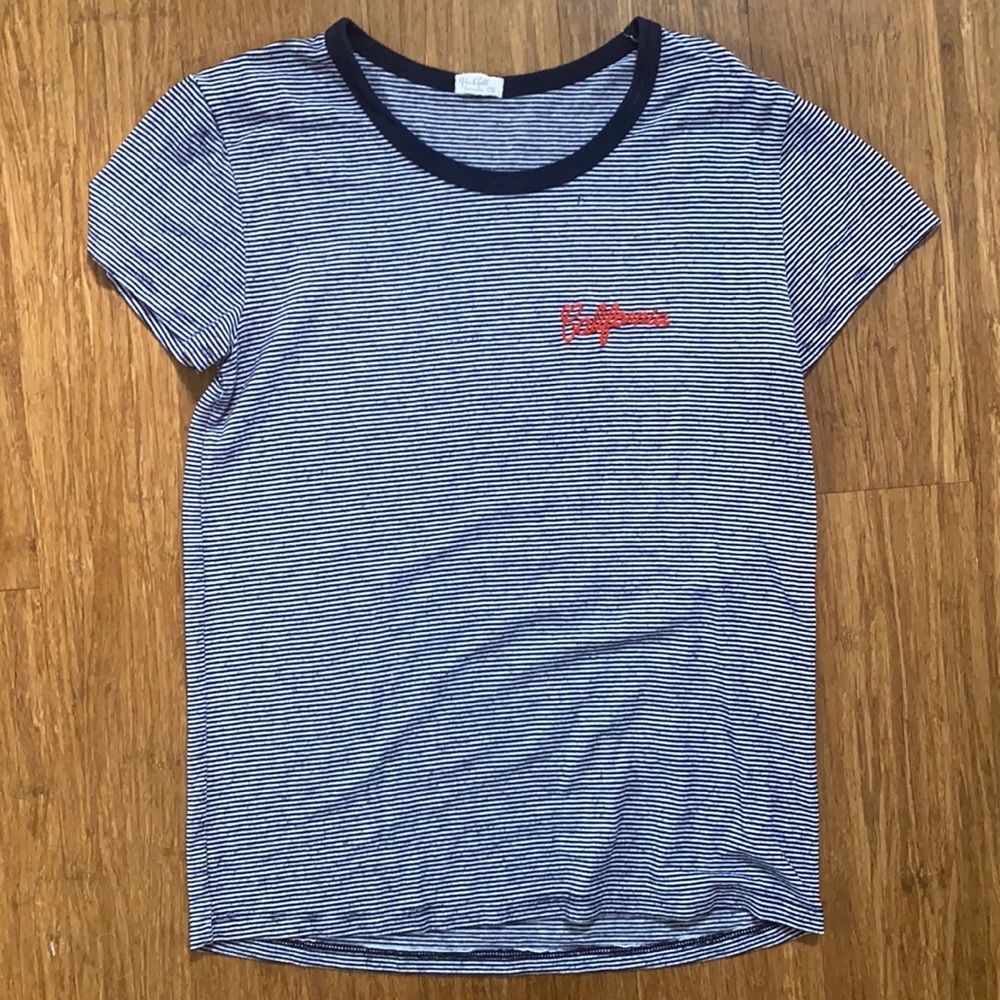 John Galt Striped Embroidered California T-shirt